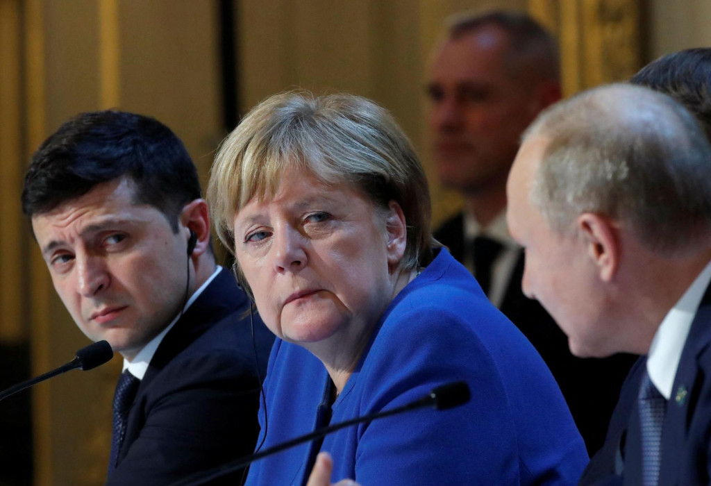&lt;p&gt;Zelenski, Merkel i Putin snimljeni na pregovorima u Parizu, u prosincu, 2019.&lt;/p&gt;
