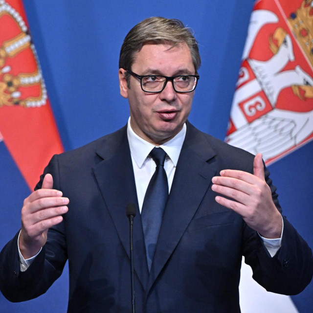 &lt;p&gt;Serbian President Aleksandar Vucic attends a press conference with the Hungarian Prime Minister and the Austrian Chancellor in Budapest on October 03, 2022 after their meeting on the margins of an immigration summit. (Photo by ATTILA KISBENEDEK/AFP)&lt;/p&gt;