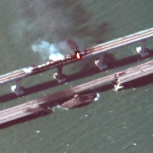 &lt;p&gt;Satelitska snimka dima iznad mjesta eksplozije na mostu&lt;/p&gt;
