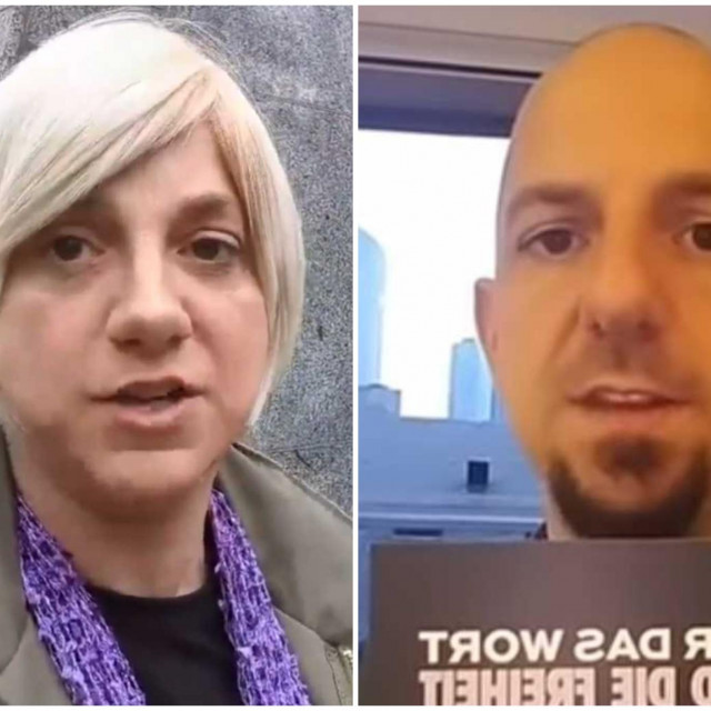 <p>Sarah Ashton-Cirillo ovih dana u Ukrajini (lijevo) i 2016. na Frankfurtskom sajmu knjiga (desno)</p>