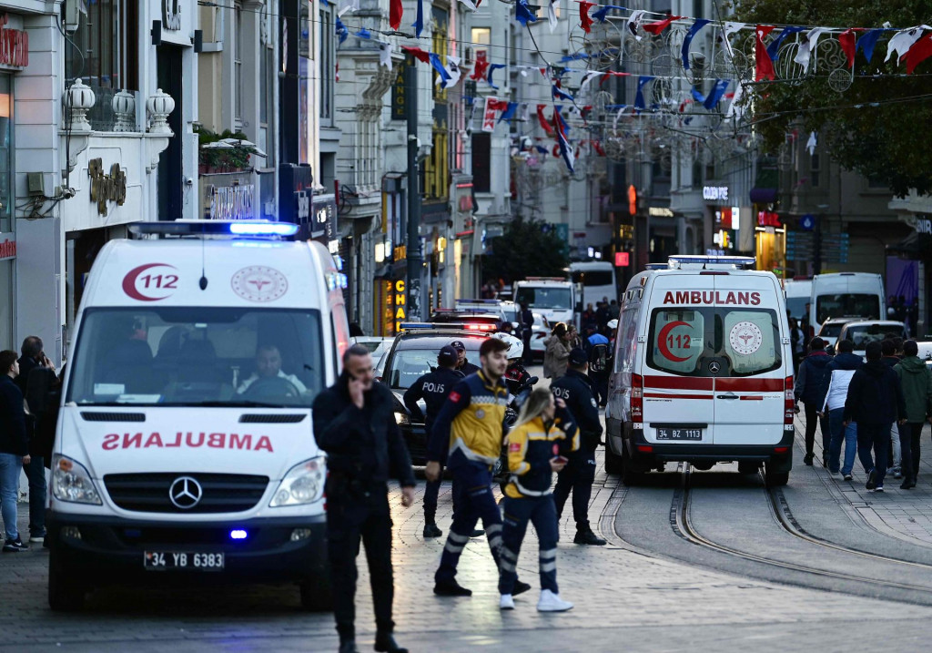 &lt;p&gt;Ambulances ride as Turkish policemen try to secure the area after a strong explosion of unknown origin shook the busy shopping street of Istiklal in Istanbul, on November 13, 2022. - Istanbul governor Ali Yerlikaya tweeted that four people died and 38 were wounded according to preliminary information. (Photo by Yasin AKGUL/AFP)&lt;/p&gt;