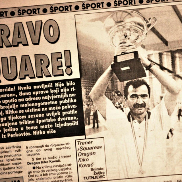 &lt;p&gt;Dragan Kiko Kovač, trener koji je vodio Squarea punih deset sezona, od ljeta 1994. godine, s pokalom Kupa Hrvatske, kojeg je podigao 30. svibnja 1998. godine&lt;/p&gt;