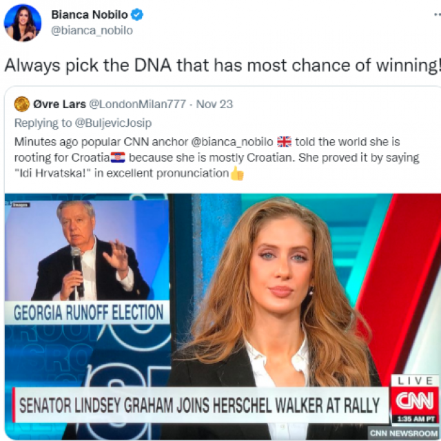 &lt;p&gt;CNN-ova voditeljica korčulanskih korijena Bianca Nobilo&lt;/p&gt;