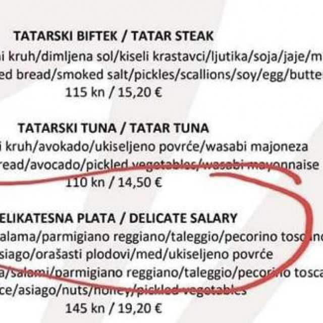 &lt;p&gt;U jednom dubrovačkom restoranu gurmansku platu na engleski jezik preveli su kao ”delikatesnu plaću”&lt;/p&gt;