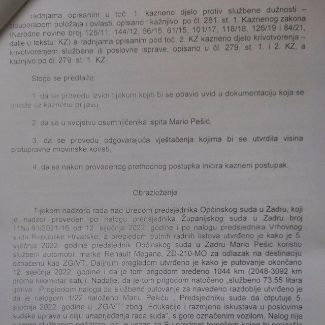 &lt;p&gt;Faksimil kaznene prijave protiv suca Maria Pešića&lt;/p&gt;