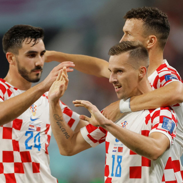 &lt;p&gt;TOPSHOT - Croatia‘s forward #18 Mislav Orsic (C) celebrates with teammates after scoring his team‘s second goal during the Qatar 2022 World Cup third place play-off football match between Croatia and Morocco at Khalifa International Stadium in Doha on December 17, 2022. (Photo by Odd ANDERSEN/AFP)&lt;/p&gt;