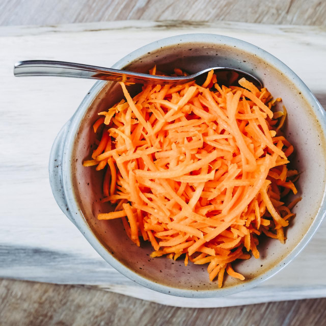 &lt;p&gt;Bowl of grated carrots with olive oil and lemon&lt;/p&gt;