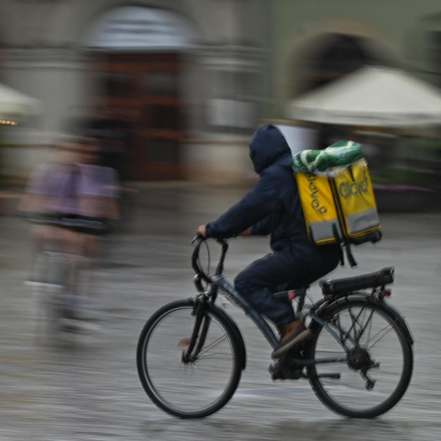 &lt;p&gt;The Glovo courier rides a bike through the Market Square on a rainy afternoon in Krakow.&lt;br&gt;
On Sunday, 13 June 2021, in Dublin, Ireland. (Photo by Artur Widak/NurPhoto) (Photo by Artur Widak/NurPhoto/NurPhoto via AFP)&lt;/p&gt;