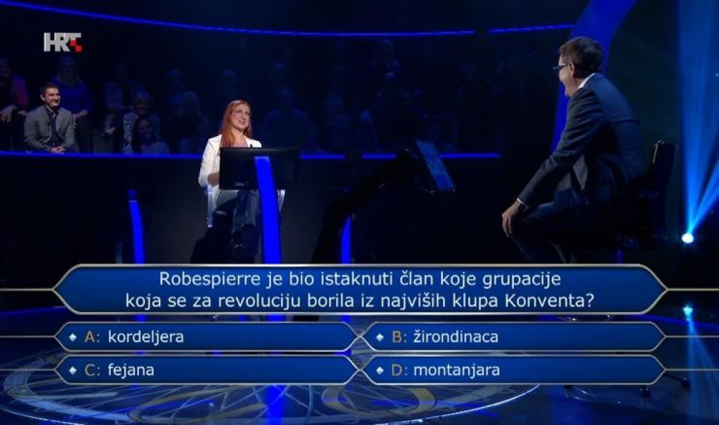 &lt;p&gt;Ivana Polančec iduću emisiju otvara odgovarajući na 13. pitanje.  Na raspolaganju ima džoker ”pitaj publiku” &lt;/p&gt;