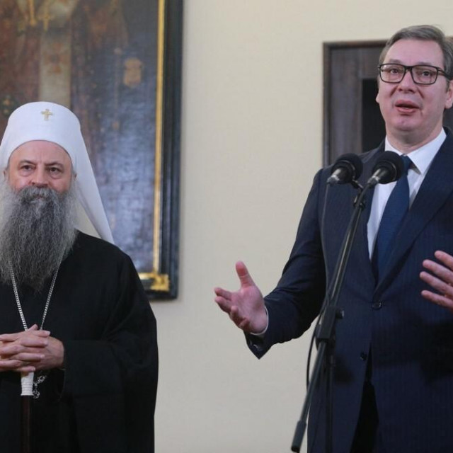 &lt;p&gt;Aleksandar Vučić i patrijarh SPC-a Porfirije: Sikter, ateisti!&lt;/p&gt;