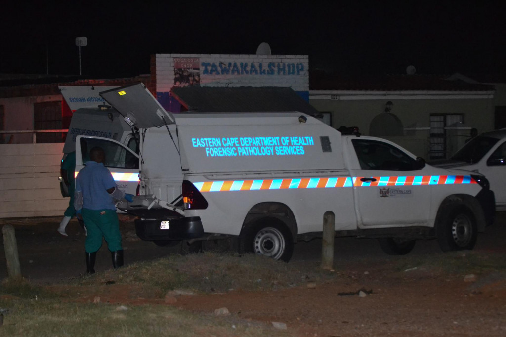 &lt;p&gt;Members of the Forensic Pathology Services stand near their vehicles on the scene of a mass shooting in Gqeberha, South Africa, on January 29, 2023. - Gunmen opened fire on a group of people celebrating a birthday at the weekend in a township in South Africa, killing eight and wounding three others, police said Monday.&lt;br&gt;
The birthday celebrant was among those gunned down in the mass shooting in the southern port city of Gqeberha, formerly Port Elizabeth. (Photo by Luvuyo Mehlwana/AFP)&lt;/p&gt;