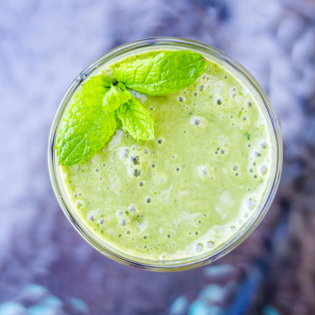 &lt;p&gt;Blended Green Smoothie for Breakfast, Selective Focus, Top View, Healthy Food Concept&lt;/p&gt;
