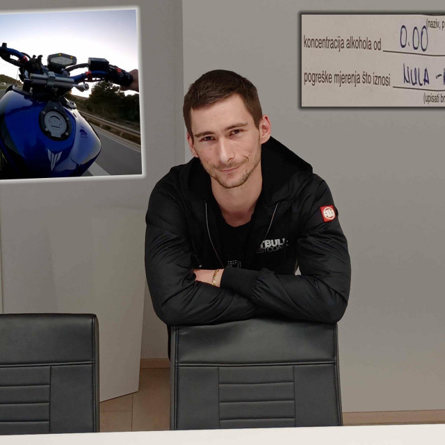 &lt;p&gt;Duje Galić u našoj redakciji; Motocikl Yamaha MT 09 na kojem snima video klipove; Detalj s alkotesta&lt;/p&gt;