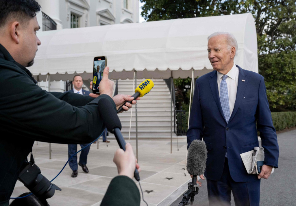 &lt;p&gt;US President Joe Biden speaks to the media prior to boarding Marine One and departing from the South Lawn of the White House in Washington, DC, on February 24, 2023. - The President is travelling to Wilmington, Delaware for the weekend. (Photo by SAUL LOEB/AFP)&lt;/p&gt;