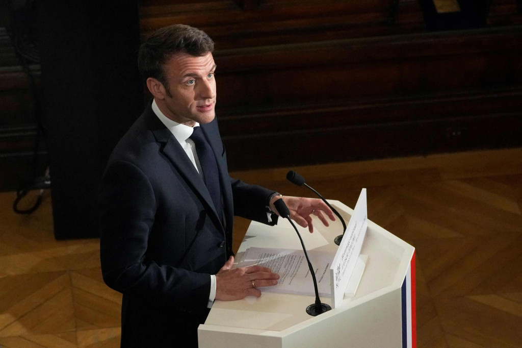 &lt;p&gt;French president Emmanuel Macron delivers a speech during a ceremony in tribute to late French feminist figure Gisele Halimi at Paris‘ courthouse, on March 8, 2023. (Photo by Michel Euler/POOL/AFP)&lt;/p&gt;