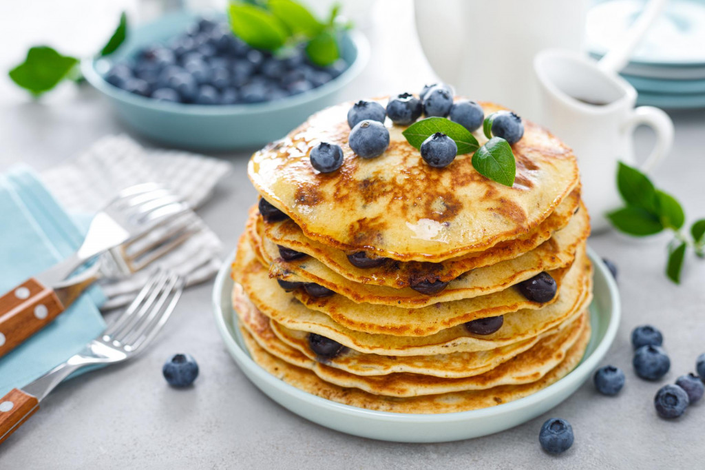 &lt;p&gt;Blueberry pancakes with butter, maple syrup and fresh berries. American breakfast&lt;/p&gt;
