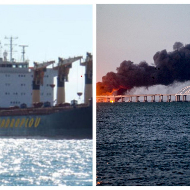 &lt;p&gt;Brod je plovio u blizini Kerča i poznatog Krimskog mosta koji su ukrajinske snage nedavno oštetile&lt;/p&gt;