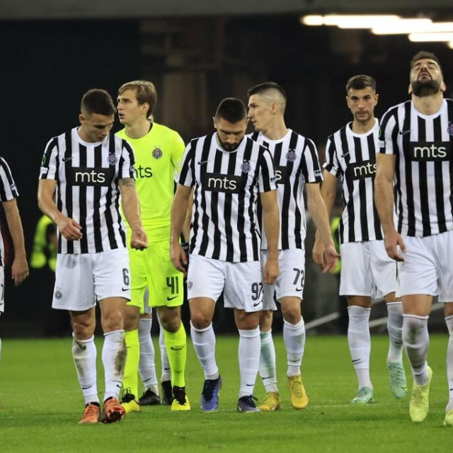 &lt;p&gt;Partizan‘s players react at the end of the UEFA Conference League Group D football match between Nice (FRA) and Partizan Belgrade (SRB) at The Stade de Nice in Nice, southern France on October 27, 2022. (Photo by Valery HACHE/AFP)&lt;/p&gt;