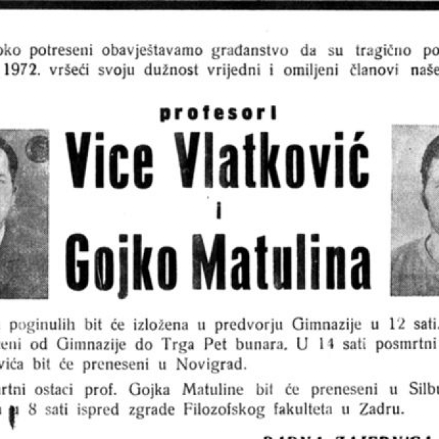 <p>Osmrtnica zadarskim profesorima</p>