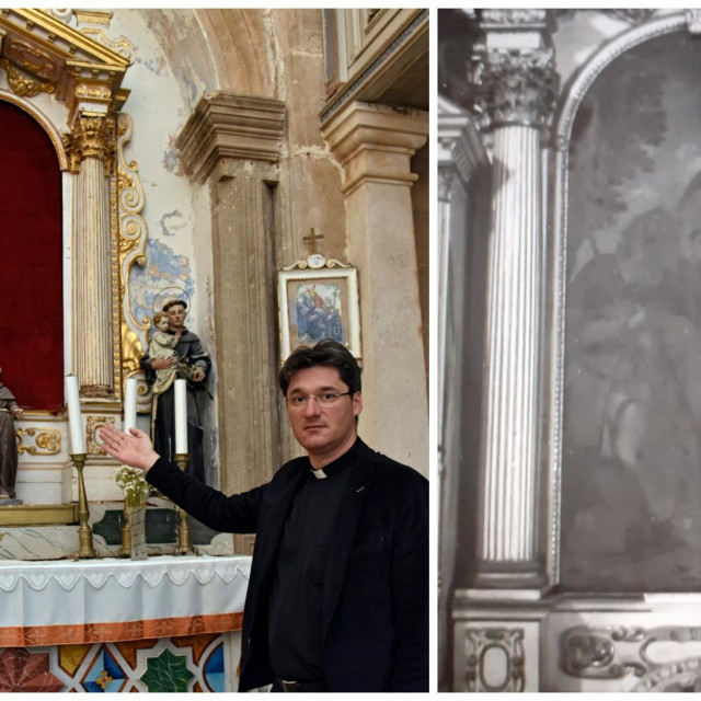 &lt;p&gt;Don Pave Gospodnetić pokazuje južni oltar u crkvi iz kojeg je, prije skoro pedeset godina, ukradena slika&lt;/p&gt;