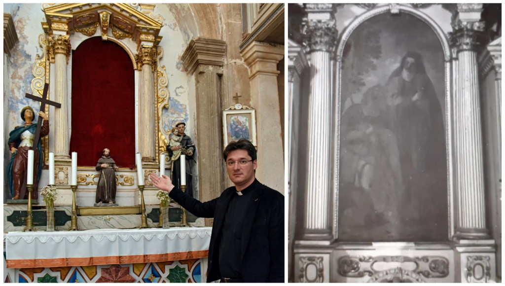 &lt;p&gt;Don Pave Gospodnetić pokazuje južni oltar u crkvi iz kojeg je, prije skoro pedeset godina, ukradena slika&lt;/p&gt;