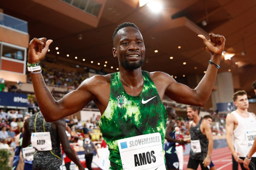 &lt;p&gt;Nijel AMOS from Botswana reacts as he won the 800M men final at the Diamond League track and field meeting in Monaco on July 9, 2021. (Photo by ALESSANDRO GAROFALO/Diamond League AG)&lt;/p&gt;