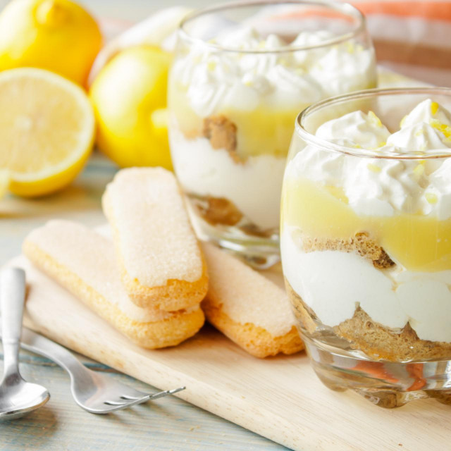 Lemon tiramisu in a glass