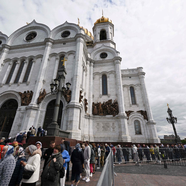 &lt;p&gt;Russian Orthodox believers queue to see the historic Andrei Rublev�s ”Trinity” icon exhibited at the Christ the Saviour Cathedral in Moscow, on June 4, 2023. In May 2023, the Russian President handed over the ”Trinity” icon - the almost 600-year-old artwork depicting three angels, which was kept in the Tretyakov Gallery since 1929, to the Russian Orthodox Church, sparking an outcry from restorers and art historians, who warn the extremely fragile medieval icon might not survive outside the Tretyakov Gallery‘s walls. (Photo by Natalia KOLESNIKOVA/AFP)&lt;/p&gt;