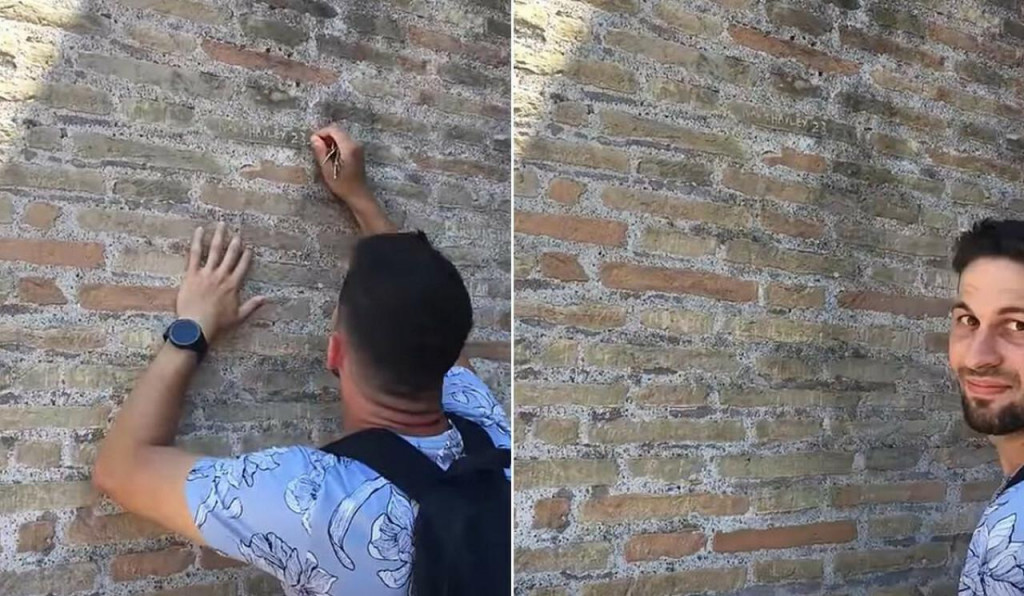 &lt;p&gt;Nije mogao odoljeti, a da ne ostavi ‘trag‘ - turist se potpisuje na zid Koloseuma&lt;/p&gt;