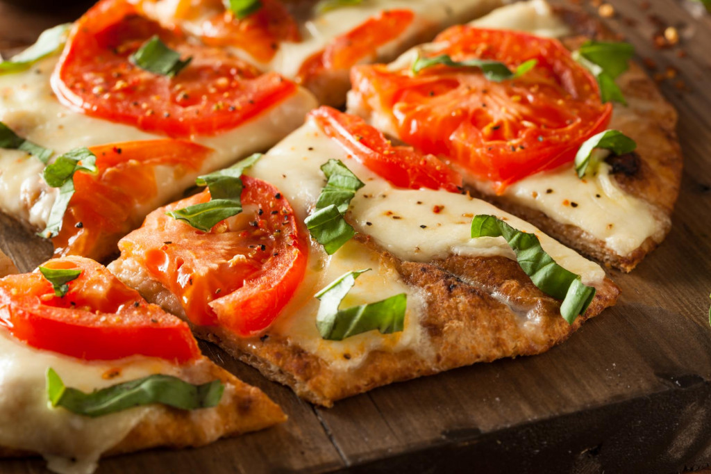 &lt;p&gt;Homemade Margarita Flatbread Pizza with Tomato and Basil&lt;/p&gt;