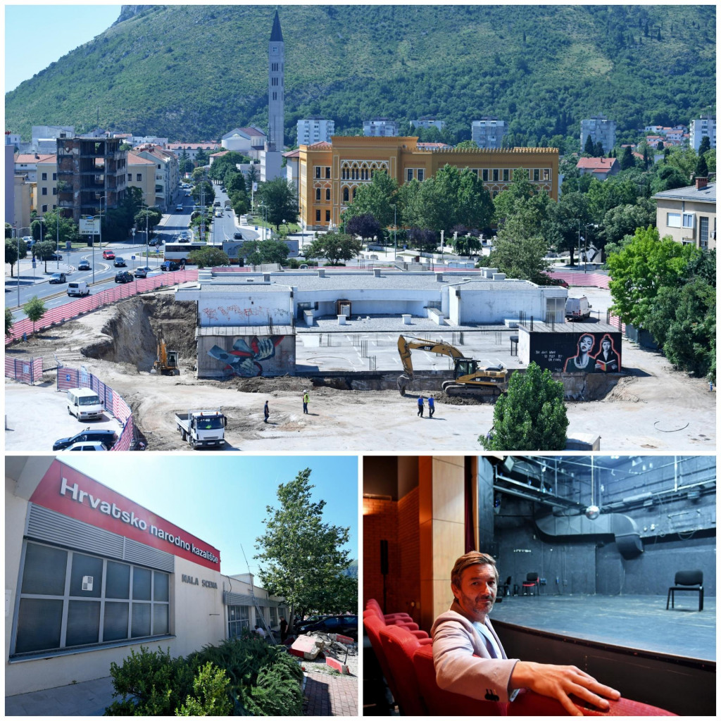 &lt;p&gt;Gradilište HNK u centru Mostara; Dolje desno: ravnatelj kazališta Ivan Vukoja u sadašnjem derutnom kazalištu&lt;/p&gt;