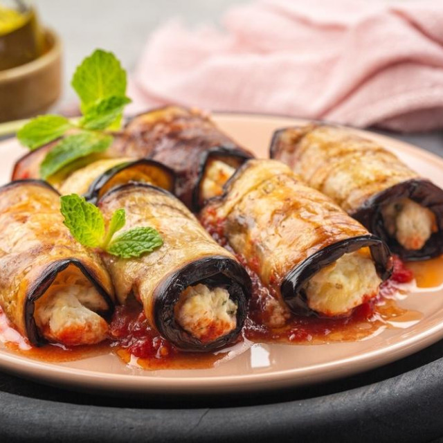 &lt;p&gt;Eggplant roll ups with ricotta, parmesan cheese and tomato sauce.&lt;/p&gt;