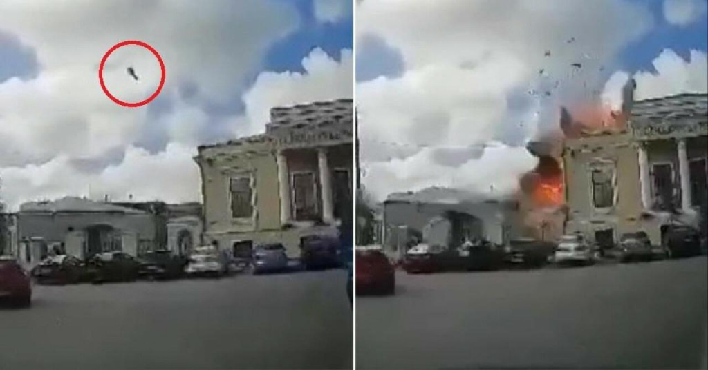 &lt;p&gt;Ukrajinski projektil leti prema zgradi u ruskom gradu Taganrogu&lt;/p&gt;