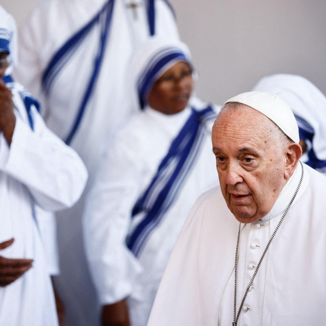 &lt;p&gt;Pope Francis arrives for a private meeting with people experiencing economic hardship at the House of the Missionaries of Charity, on the occasion of the Mediterranean Meetings (MED 2023), in Marseille, southern France, on September 23, 2023. (Photo by YARA NARDI/POOL/AFP)&lt;/p&gt;