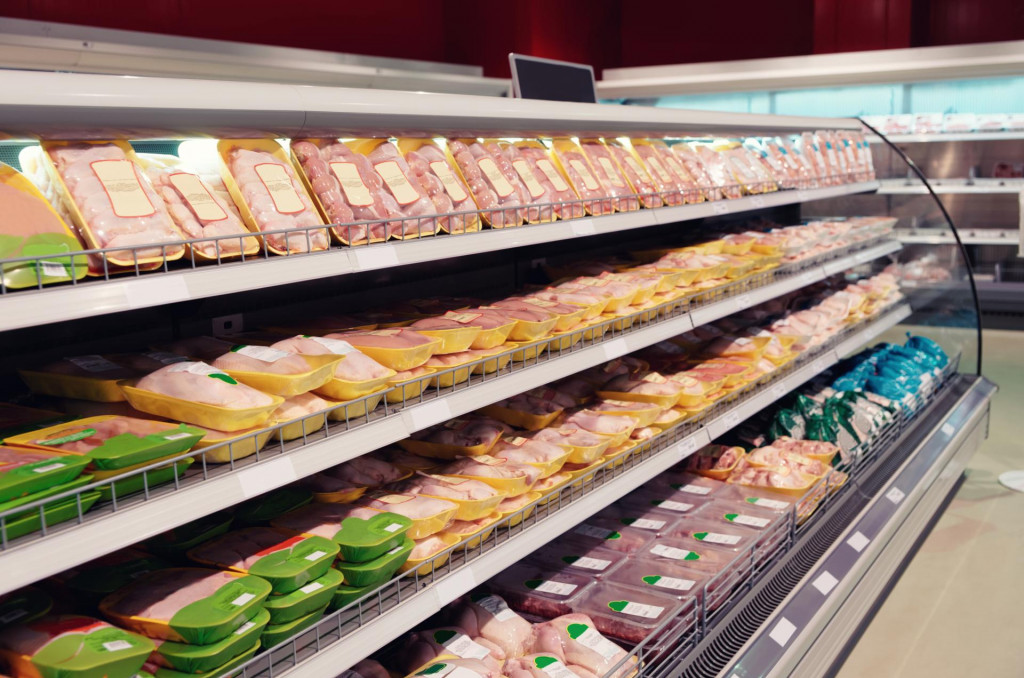 &lt;p&gt;Fresh chicken meat on supermarket shelf, all logos removed, toned image&lt;/p&gt;