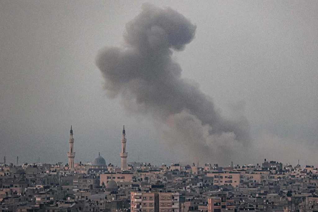 &lt;p&gt;A smoke plume billows after Israeli bombardment in Rafah in the southern of Gaza Strip on October 28, 2023 amid the ongoing battles between Israel and the Palestinian group Hamas. (Photo by SAID KHATIB/AFP)&lt;/p&gt;
