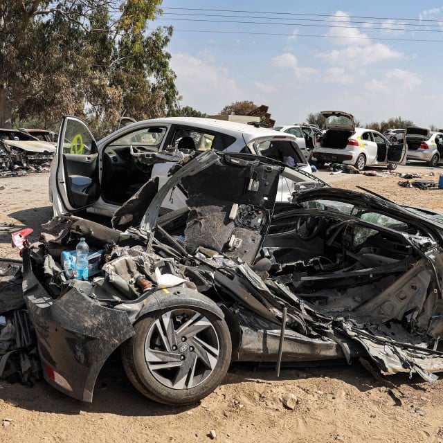 &lt;p&gt;Torched vehicles are pictured at the site of the October 7 attack on the Supernova desert music Festival by Palestinian militants near Kibbutz Reim in the Negev desert in southern Israel on October 13, 2023. The rave event had drawn thousands of party-goers from October 6 to the desert site close to Kibbutz Reim, less than five kilometres (three miles) from the Gaza Strip. But it turned into a horror show early the next day when Hamas militants crossed the border on motorcycles, vans, speed boats or paramotors, launching their surprise offensive on Israel. (Photo by JACK GUEZ/AFP)&lt;/p&gt;