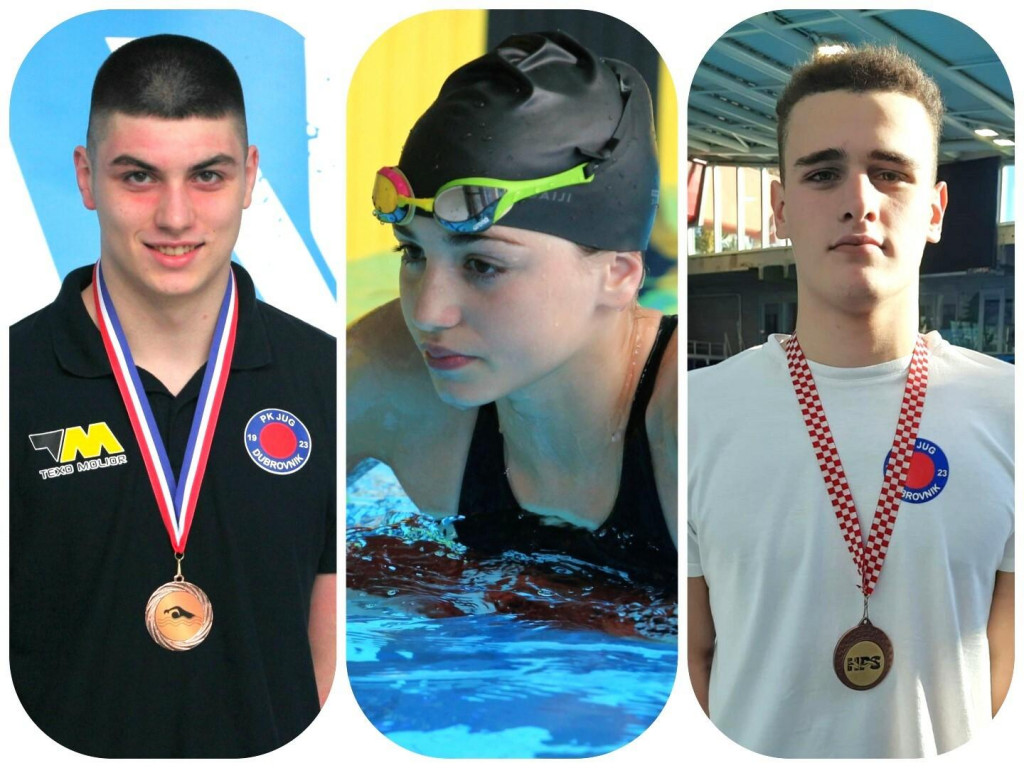 &lt;p&gt;Juraj Barčot, Lara Šurković i Andrej Stojanovski - članovi Plivačkog kluba Jug na pobjedničkom postolju PH u malim bazenima 2023. godine&lt;/p&gt;