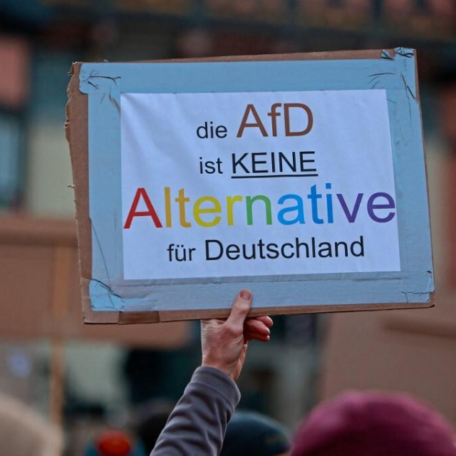 &lt;p&gt;28 January 2024, Saxony-Anhalt, Wernigerode: A protest poster with the inscription ”The AFD is not an alternative for Germany” is held up in the market square in Wernigerode during the demonstration against right-wing extremism. With the demonstration, the participants want to set an example of resistance against right-wing extremist activities. Photo: Matthias Bein/dpa (Photo by MATTHIAS BEIN/DPA/dpa Picture-Alliance via AFP)&lt;/p&gt;