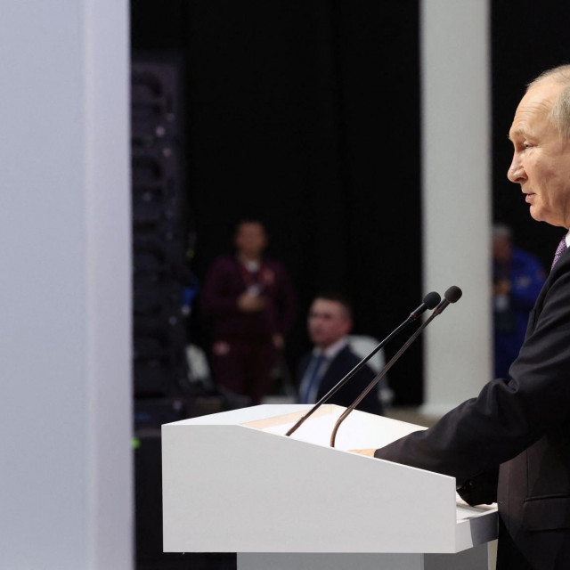 &lt;p&gt;In this pool photograph distributed by Russian state agency Sputnik, Russia‘s President Vladimir Putin meets with participants in the Everything for the Victory forum in Tula on February 2, 2024. (Photo by Alexander KAZAKOV/POOL/AFP)&lt;/p&gt;