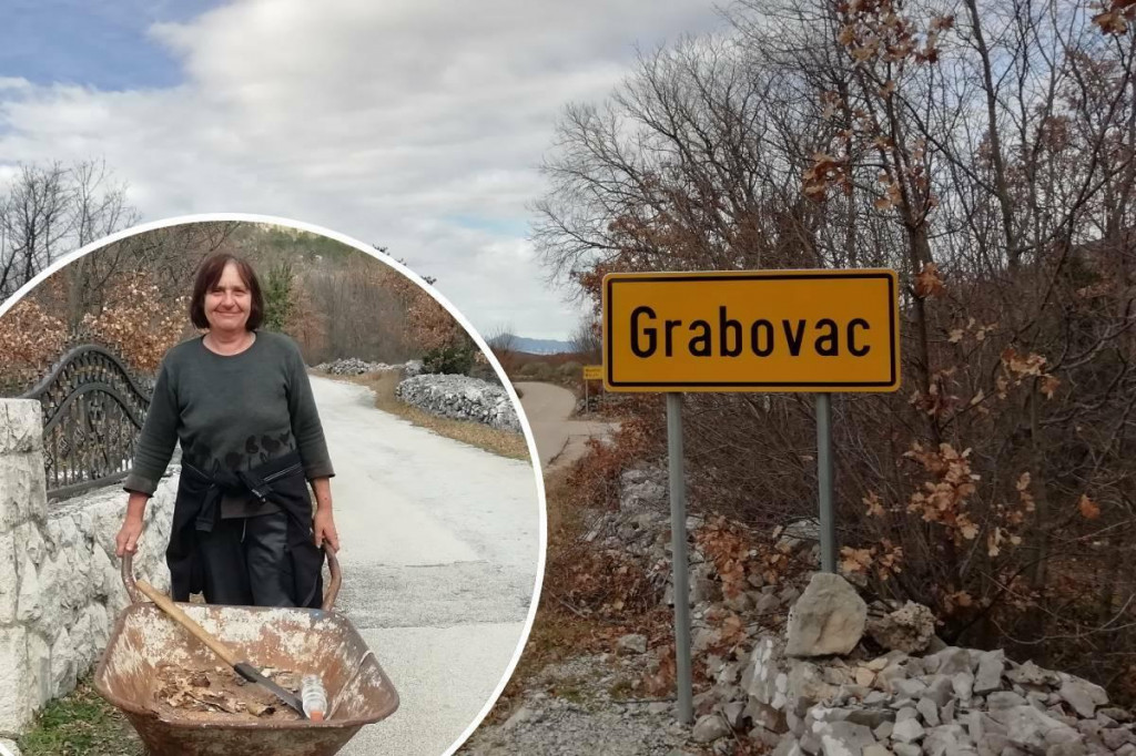 &lt;p&gt;Na ulazu u Grabovac - selo u kome uglavnom žive umirovljenici; u krugu: Marija Roščić&lt;/p&gt;