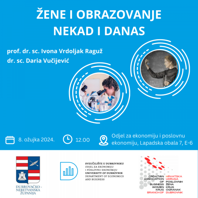 &lt;p&gt;Povjerenstvo za ravnopravnost spolova Dubrovačko-neretvanske županije organizira predavanje ”Žene i obrazovanje – nekad i sad”&lt;/p&gt;