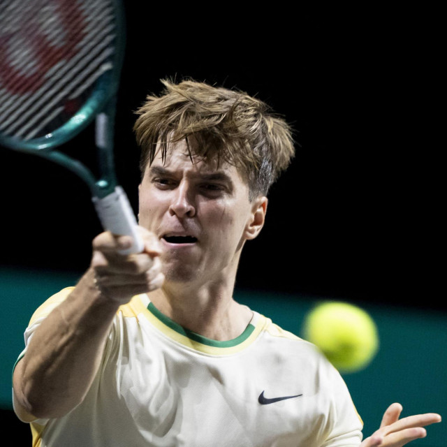 &lt;p&gt;Croatia‘s Dino Prizmic returns the ball against Belgium‘s David Goffin on the first day of the ABN AMRO Open tennis tournament in Ahoy Rotterdam, in Rotterdam on February 12, 2024. (Photo by Sander Koning/ANP/AFP)/Netherlands OUT&lt;/p&gt;