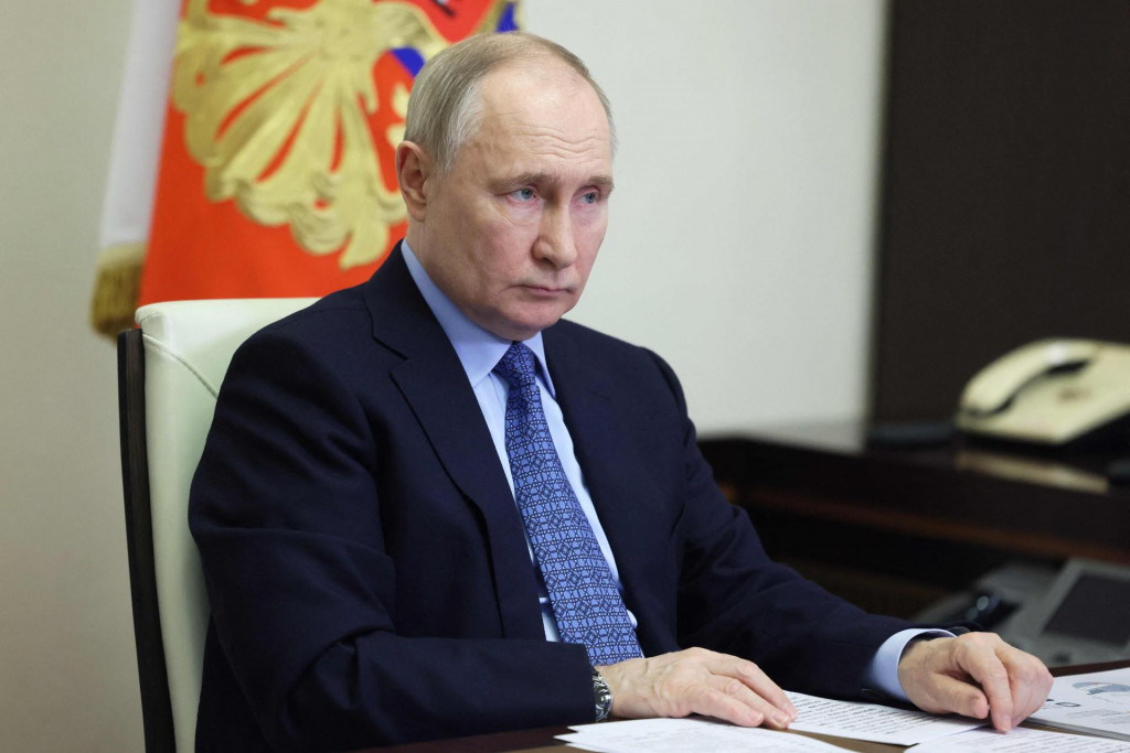 &lt;p&gt;In this pool photograph distributed by the Russian state agency Sputnik, Russia‘s President Vladimir Putin chairs a meeting on the development of year-round resorts via a videoconference at the Novo-Ogaryovo state residence, outside Moscow, on March 28, 2024. (Photo by Mikhail METZEL/POOL/AFP)&lt;/p&gt;