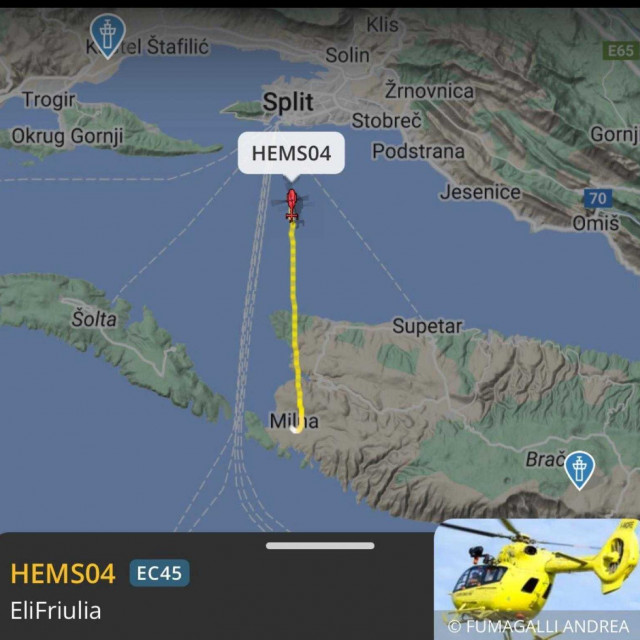 &lt;p&gt;Let Hitne helikopterske medicinske službe iz Milne do helidroma u Splitu&lt;/p&gt;