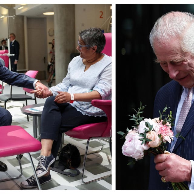 &lt;p&gt;Kralj Charles u današnjoj posjeti Centru Macmillan Sveučilišne bolnice u razgovoru s pacijenticom koja se liječi od maligne bolesti&lt;/p&gt;