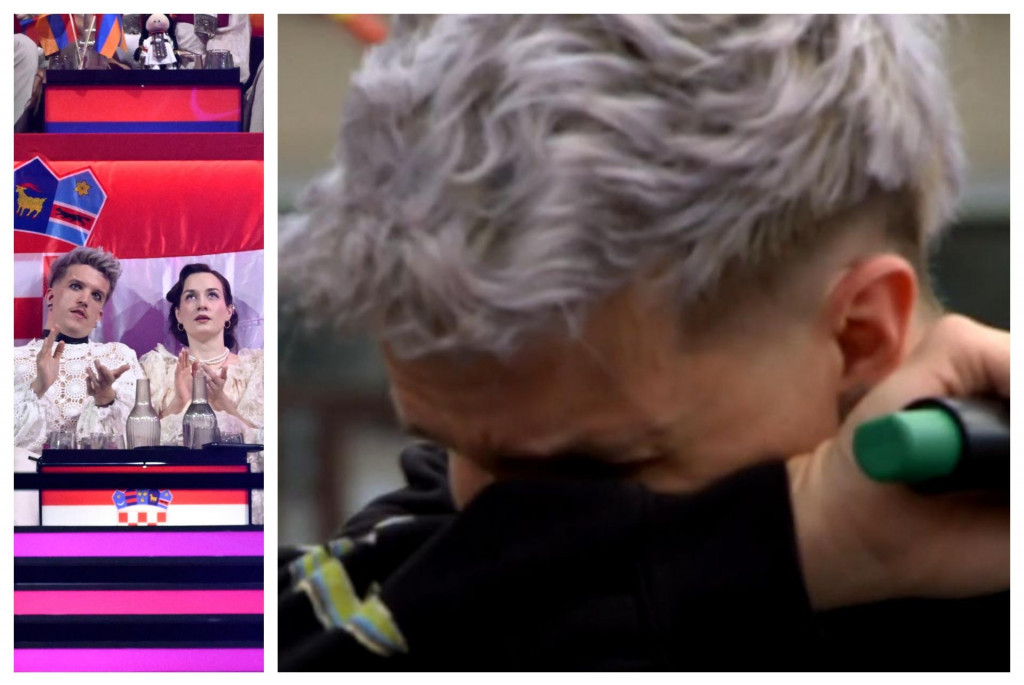 &lt;p&gt;Baby Lasagna s djevojkom Elizabetom u napetom finalu glasovanja na Eurosongu (lijevo) i slomljen emocijama na dočeku na Trgu bana Jelačića (desno)&lt;/p&gt;