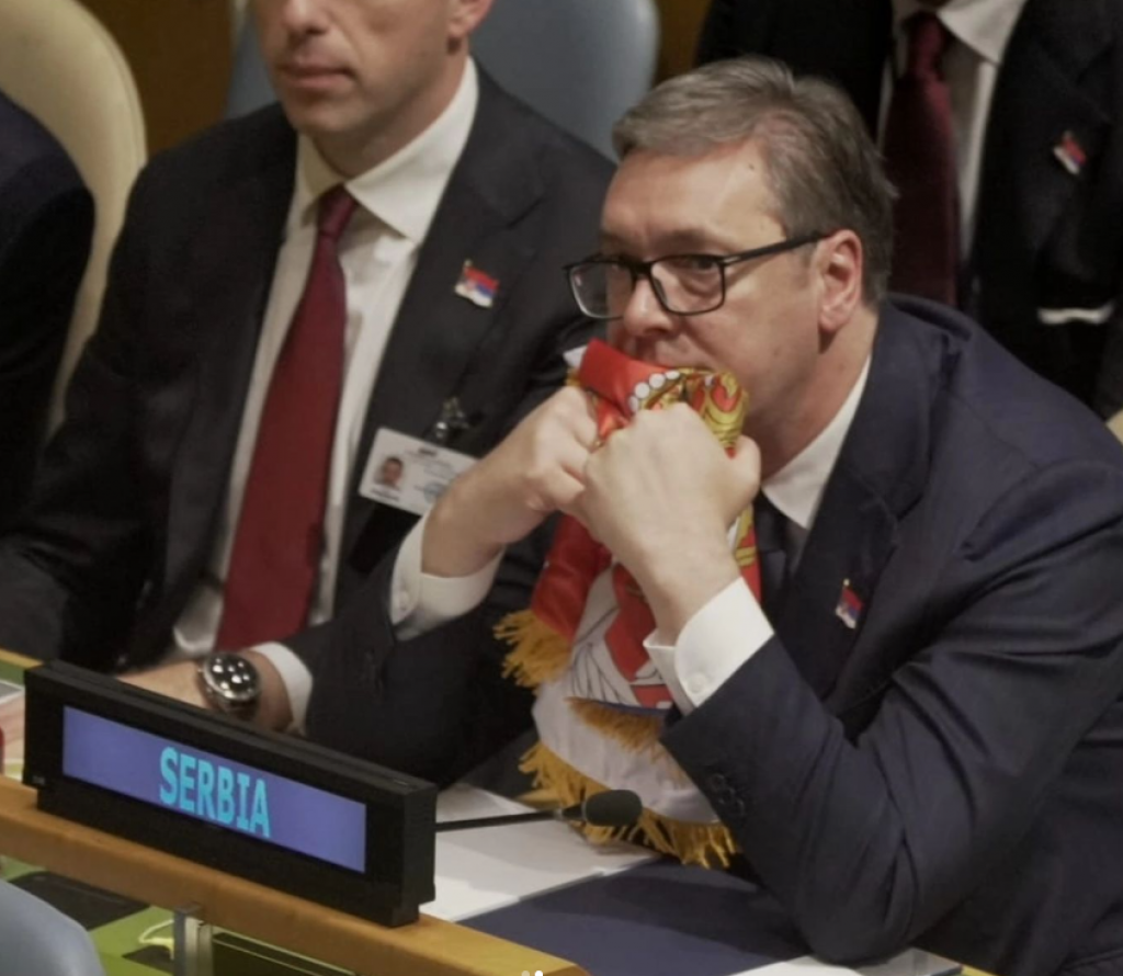 &lt;p&gt;Aleksandar Vučić za vrijeme glasanja u UN-u&lt;/p&gt;