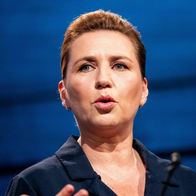 &lt;p&gt;Denmark‘s Prime Minister Mette Frederiksen addresses participants of the 7th annual Copenhagen Democracy Summit at the Royal Danish Playhouse in Copenhagen on May 14, 2024. (Photo by Ida Marie Odgaard/Ritzau Scanpix/AFP)/Denmark OUT&lt;/p&gt;