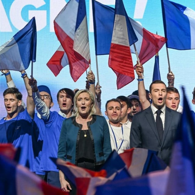 &lt;p&gt;Slavlje ekstremne desnice: Marine Le Pen, Jordan Bardella&lt;/p&gt;